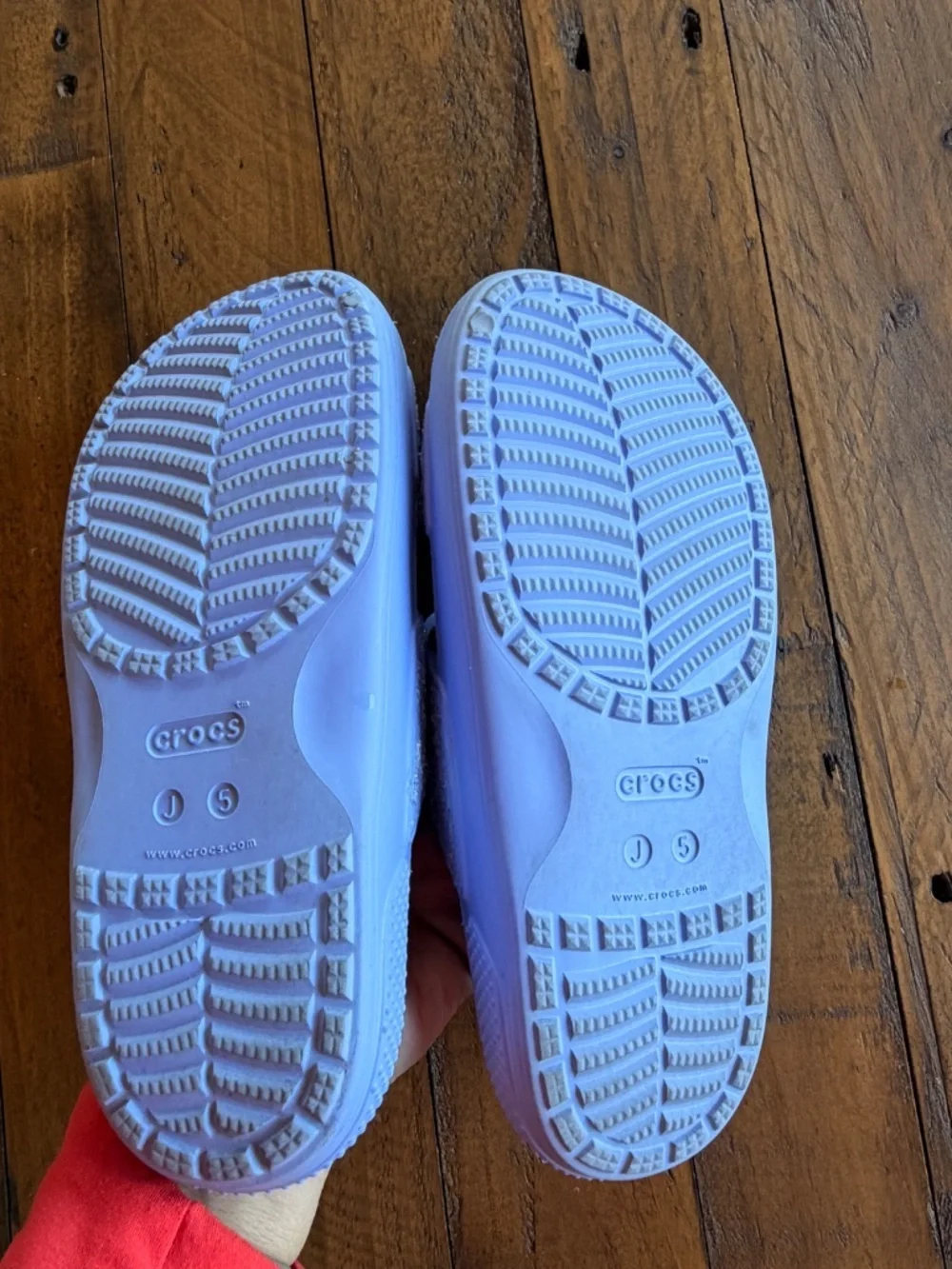 Crocs Glitter Double Strap Slides Lavender Purple Girls J5 Sandals EUC